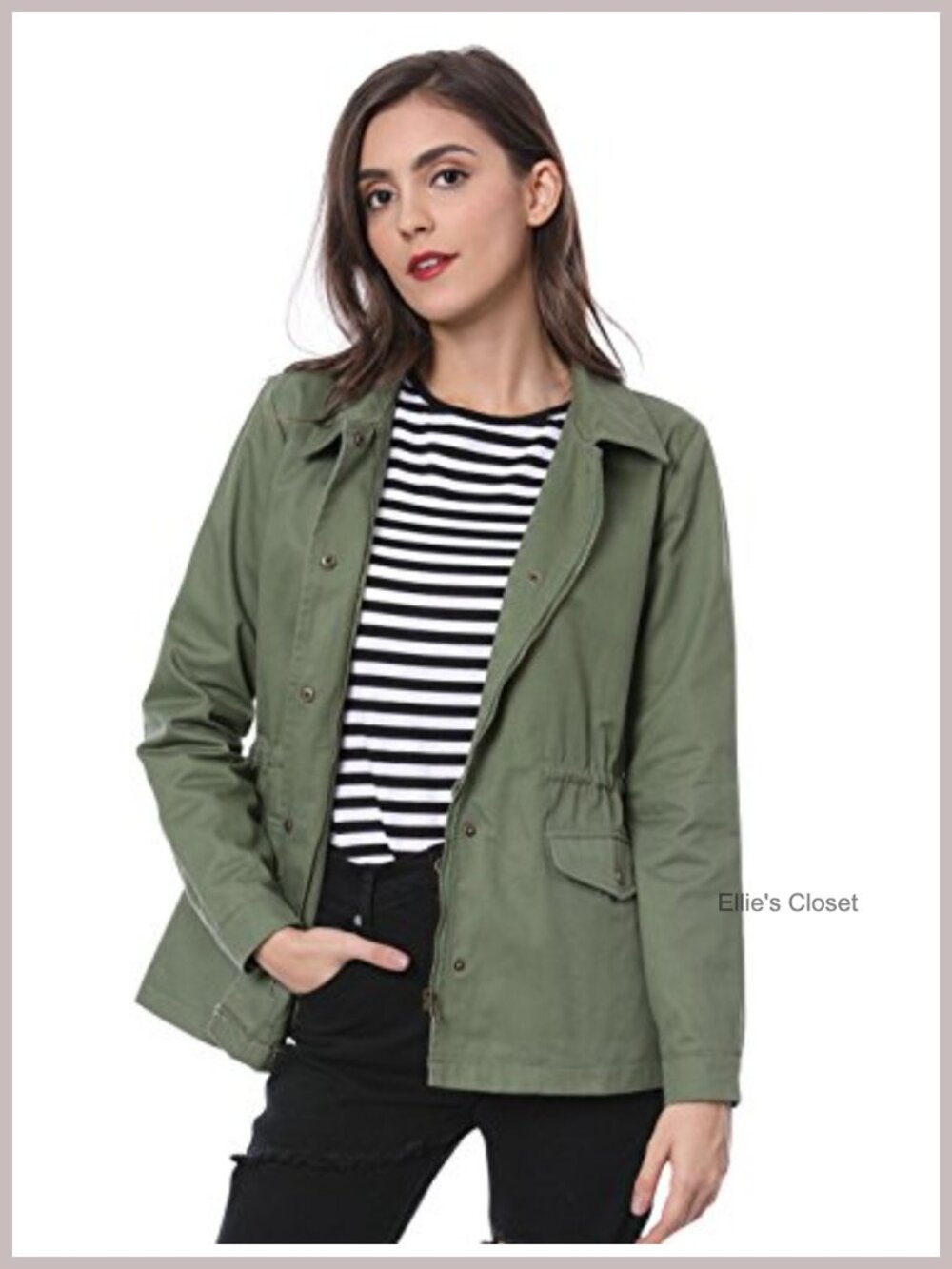 Women's Utility Jacket Zip Up Drawstring Cotton Anorak Coat with Pockets